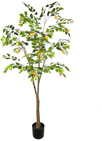 Konstgjord citronträd, konstgjord citronträd bonsai, inomhusväxter, modern dekoration, badrum, vardagsrum, sovrum, balkong (80 cm/2,6 fot)