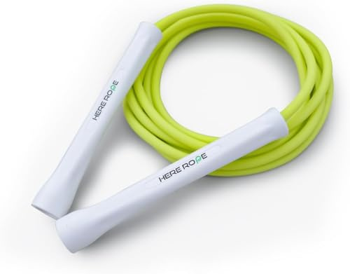 Hererope PVC Springseil 6mm Seilspringen für Männer & Frauen Fitness, Geschwindigkeit, Tricks, Cardiotraining, 3,1 m Boxen Springseil mit Unzerbrechlichen Griffen und Knotfreiem Seil (Grün)