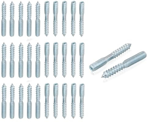 30 STK Stockschrauben M8 x 60 mm Doppelgewinde Kohlenstoffstahl Verzinkt, Zubehör für die Möbelmontage
