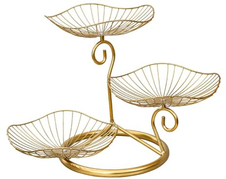 MagiDeal Fruit Basket Bowl Fruits Vegetable Holder Table Decoration Container for Cupcake Veggies Grocery Holdiay Living Room, Gold