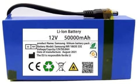 12V 50Ah Batterie lithium-ion rechargeable Boîtier en PVC étanche Batteries pour vélos électriques Convient aux trottinettes et draisiennes électriques 12V 50Ah