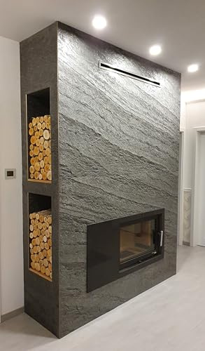 Wandverkleidung Schieferfurnier 244 x 122 cm Steinfliesen Universal Kaminrückwand Dusche Boden Echtstein Schieferplatten hitzebeständig langlebig Naturstein Fachhandel