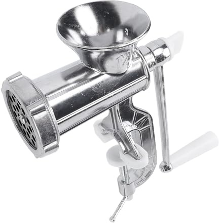 Luocute Hachoir à Viande Manuel, Hachoir à Viande Robuste en Acier Inoxydable avec Poussoir à Saucisses et 3 Tubes de Remplissage, Pince de Table pour une Utilisation à Domicile ou en