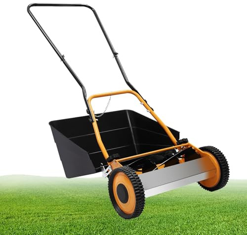 Tondeuse À Gazon Manuelle À Rouleau Poussoir de 16, Balayeuse À Gazon Autonome avec Boîte de Collecte, Hauteur de Coupe de 0,47 À 1,65 pour Jardins Et Cours
