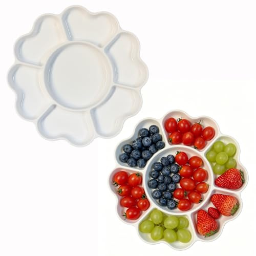 duoyif Plateau apéritif 7 compartiments Assiette snack 2 Pièces Ø 20 cm