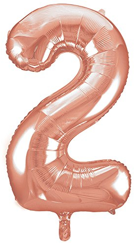 Unique Party- Globo gigante número 2, Color oro rosa, 86 cm (55872) , color/modelo surtido