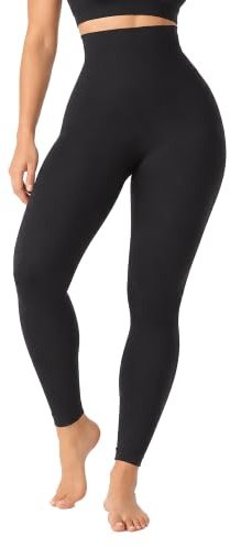 SHAPERMINT High Waisted Tummy Control Compression Leggings for Women - Petite to Plus Size Womens Leggings Non See Through Black