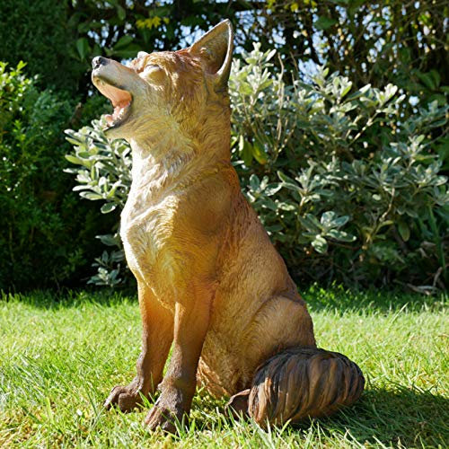 Darthome New Resin Outdoor Garden Sitting Howling Fox Lawn Sculpture Ornament Statue Gift