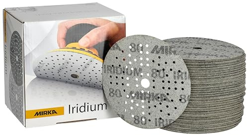 Mirka Schleifpapier Iridium Ø125 mm Klett 89-Loch Korn 80 100 Stk | Premium-Schleifpapier Korn 80 für Lack Spachtel Grundierung Holz Stahl Mineralwerkstoffe Kunststoff