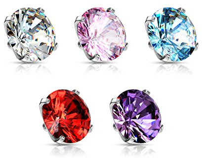 Paula & Fritz® Aufsatz-Dermal Anchor 3-mm Zirkonia Klar Pink Türkis Rot Lila Titan Grad 23 Gewinde 1,2-mm Haut-Anker Skin Diver Implantat Kugel