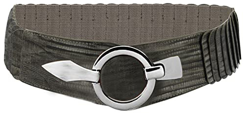 Glamexx24 Elastiskt midjebälte för damer 6 cm brett höftbälte med silverring