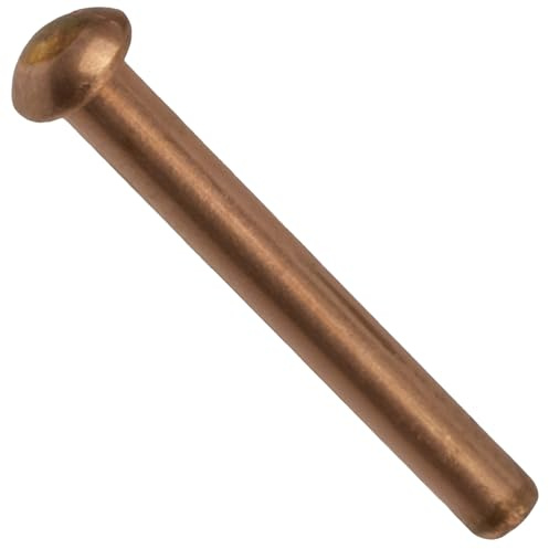 AERZETIX - C48022 - Lot de 50 Rivets en cuivre Ø2x16mm à tête demi-ronde - rivet à tête bombée - rivet plein/rivet à frapper - DIN 660