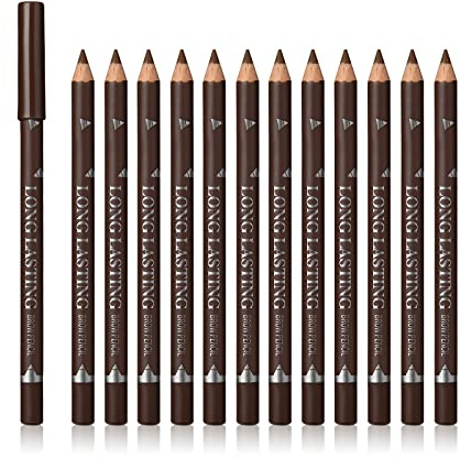 SUMEITANG Lot de 12 crayons à sourcils marron - Crayon à sourcils étanche - Facile à colorer - Durable - Crayon à sourcils professionnel - Crayon de maquillage pour femme