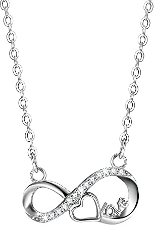 Viwind Kette Damen 925 Sterling Silber Unendlichkeit Liebe Infinity Herz Anhänger Halskette für Frauen Schmuck für Sie Frau Freundin Mama Muttertag Valentinstag Geburtstags Geschenke…