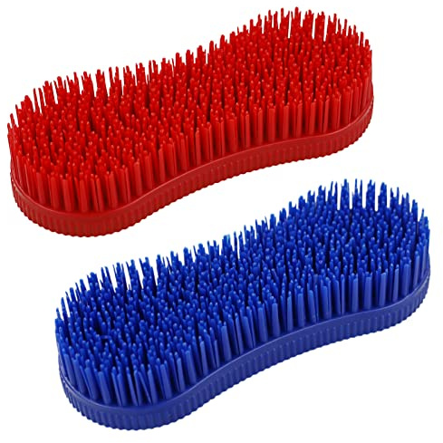 Lot de 2 brosses de nettoyage en silicone pour cheval – Outil de massage équestre pour le toilettage et les soins
