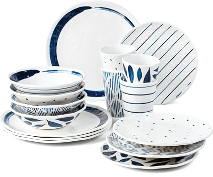 Lenox Blue Bay - Vajilla de melamina de 16 piezas, 9 libras, 0
