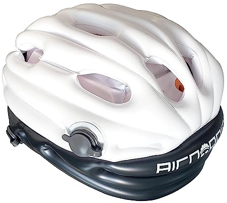 Airnoggin - Inflatable Helmet, Foldable & Portable Adult Helmet for Bike & Scooter Riders (White/Black)