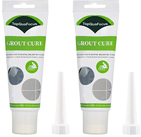 TopQuaFocus 200g Grout Reviver - White Grout Cure Renew Whitener for Bathroom and Kitchen Tile Fast Drying Repair Kit 2 Pack