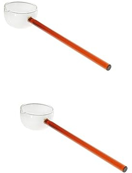 TOPBATHY 2 Pièces Cuillère En Verre Louche En Verre Pour Bol à Punch Cuillères à Café Louche Avec Bec Verseur Scoop Bâtonnet à Café Le Dessert Un Rouge Transparente