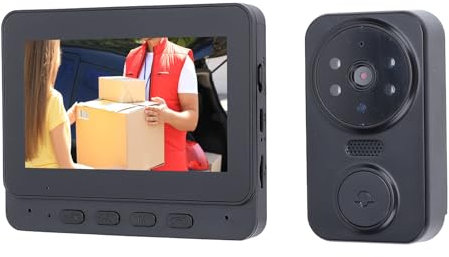 Sonnette de Vidéosurveillance Intelligente HD, Système D'interphone Vidéo avec écran de 8 MP 1080p de 4,3 Pouces, Caméra de Porte à Vision Nocturne Grand Angle de 170 Degrés