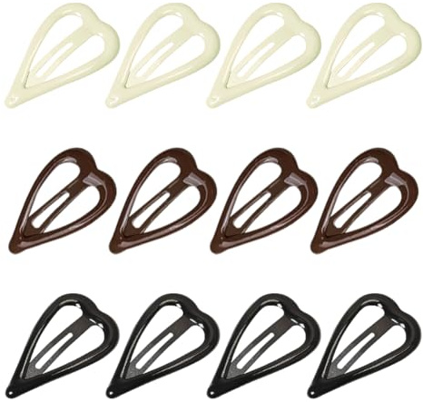 Lot de 12 barrettes à cheveux en forme de cœur en métal - Pinces à cheveux colorées - Mini barrettes à cheveux antidérapantes - Petites pinces à cheveux plates pour femmes et filles