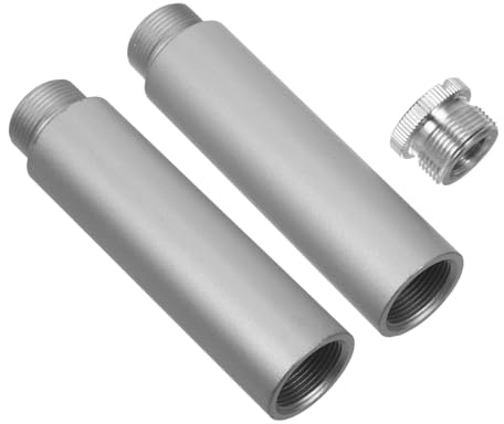 Mikrofonstativverlängerung Satz mit Adapter, 5/8-27 3/8-16 Silber | Aluminiumlegierung, Robust und Stabil, Einfache Montage, für Recording und Live Streaming, 1 Satz