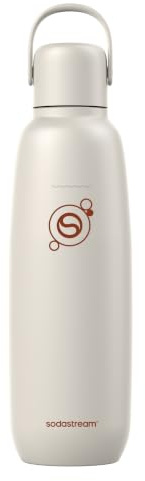 sodastream Fizz & Go Cool - Edelstahl Kohlensäurehaltige Wasserflasche 0,9L - Isolierte Metallflasche für Sprudelwasser - Kompatibel mit TERRA, ART, ENSO & More - Sandbeige