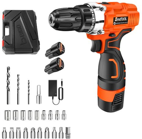 16,8V Akkuschrauber Set, Akku Bohrschrauber mit 2 Akkus 1,5Ah, 25+1 Drehmomenteinstellung Akkubohrer 45Nm Drehmoment, 2-Gang, LED-Licht, 26tlg Zubehör & Koffer,10mm Bohrfutter Schlagbohrschrauber Set