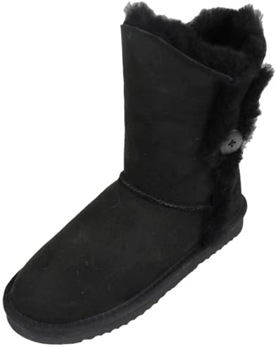 SNUGRUGS Bottes d'extérieur en peau de mouton double face pour femme avec boutons, Noir , 40 EU