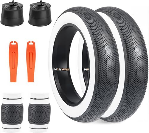 ZUKKA 2-pack 20 tums e-cykeldäck tung vikbar fett cykeldäck 20 x 4,0 fat cykelkappa och 2-pack 20 tums slang 20 x 4,0 för elektriska däck kompatibel Wide Mountain Snow Bicycle
