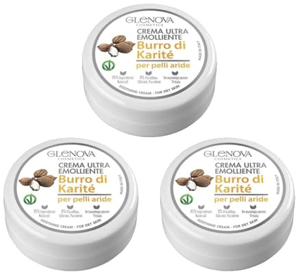 GLENOVA Crema Multiuso Burro di karitè uso quotidiano Vegana 120 ml x 3