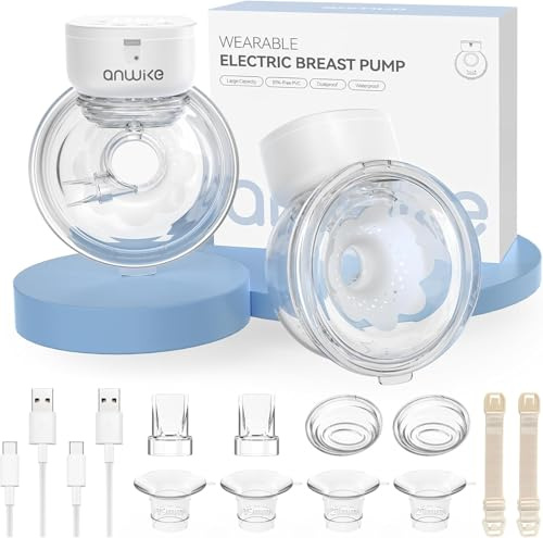 ANWIKE sacaleches electricos ultraligero de 230 g, extractor de leche materna para viajes y trabajo, bajo ruido, brida ergonómica de 135°, 9 niveles, 4 modos con inserciones de brida de