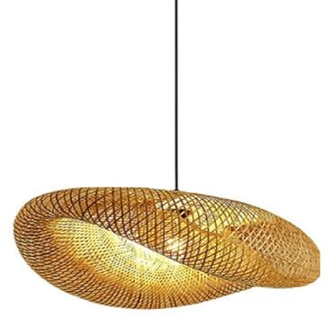 Hobaca E27 Lampade A Sospensione in Bamboo Intrecciato A Mano, Stile Giapponese Creativo, in Forma Di Arachide. Ideali Per Case Del Tè, Interni Di Hotel, Ristoranti E Sale Da Living. Diametro 40 Cm