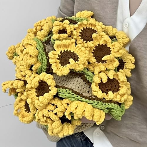 THMINS Kit all'uncinetto per principianti, coperta floreale fai da te, per imparare a lavorare all'uncinetto con gancio e modello, regalo per donne, Natale/compleanno (girasole)