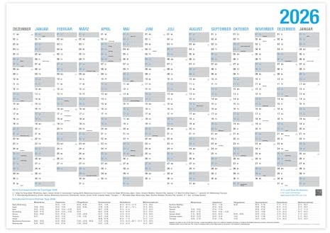 XXl Wandkalender 2026 / Kalender Jahresplaner - 14 Monate Jahreskalender (Din A1, 59,4 x 84, 1 cm)