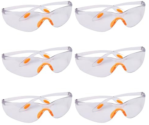 6 Stück Schutzbrille Arbeitsschutzbrille Kinder Schutzbrillen Arbeitsschutz,Transparent Sicherheitsbrille Schutzbrille für Kinder Safety Glasses,Augenschutzbrille Gumminase Staubschutz Damen/Herren