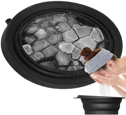 Foldable Face Bowl for Ice,Silicone ice Bath Bowl with Built-in Ice Tray,Cooling Washing Basin with Build in Cube Tray for Facial Roller Skin Care Spa Kitchen Home