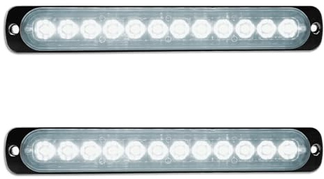 YOJZMA 2Pcs Luce stroboscopica emergenza, 12 LED bianca Luce lampeggiante | Montaggio a Superficie Luci segnalazione emergenza, 9 modalità, 12V-24V, per Veicoli Costruzione, Camion, Fuoristrada