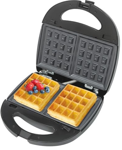 Piastra per waffle belga, 6 in 1, con rivestimento antiaderente 750 W, mini waffle, pancake maker, griglia a contatto, multifunzione per cottura su entrambi i lati (nero)