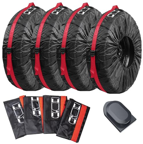 4 Piezas Bolsas para Neumáticos, Funda Protectora para Neumáticos, Cubierta para Rueda de Repuesto, Funda Protectora para Rueda de 19 a 23 Pulgadas, Resistentes al Agua, a Prueba de Polvo, con asa