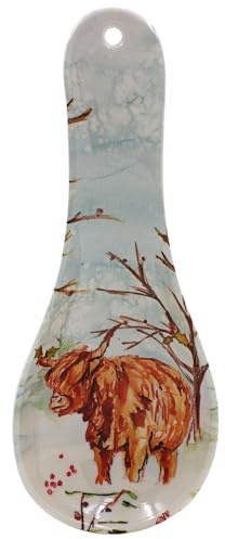 The Leonardo Collection Repose-cuillère vache Highland | Porte-ustensiles de cuisine en céramique | Accessoire de cuisine rustique