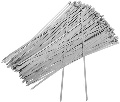 Bridas Metálicas de Acero Inoxidable Resistentes Intemperie 200 Unidades | Plata, para Tuberías y Cableado de Maquinaria, Uso en Taller y Techos, Resistencia al Desgaste