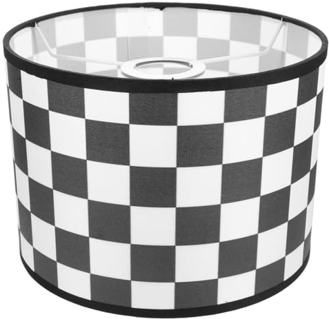Toddmomy Checkered Drum Lamp Shade, Black and White Fabric E27 Lightshade | Buffalo Plaid Cloth Cover Replacement for Small Table, Beside Floor Light, Chandeliers or Bedside Lamps