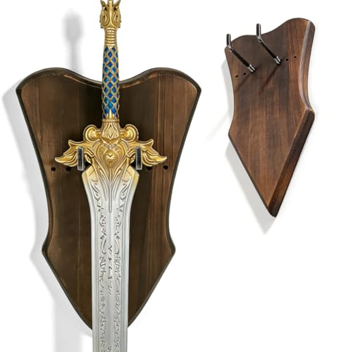 VEGOATY 26.8×16cm Schwerthalter Holz Wandhalterung: Massivholz Schwert Wandhalterung, Handgefertigte Wandplatte Für Schwerter, Schwert Katana Wandhalterung, Für Heimdekoration Und Sammlung