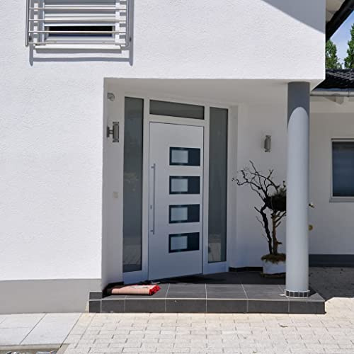 QJBSAVVA Haustür Weiß 110x210 cm mit Zarge PVC/Alu, 5-Punkt-Schloss, verstellbaren Scharnieren, Iso-Glas, Modernes Design