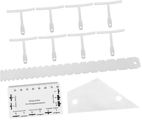 Cabilock Juego de Herramientas de Luthier para Guitarra Regla Acción de Cuerdas y Medidor de Radio, Set 12 Piezas, Metal Portátil
