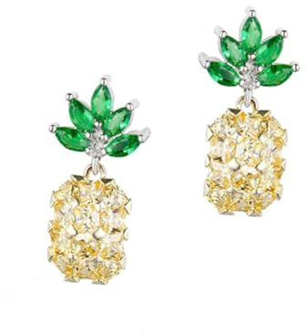 Eleganta ananasformade Stud Mode Strassörhängen Dam Statement Smycken Gult för fester