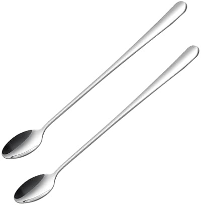 2 Pcs Latte Spoons,Stainless Steel Long Handled Teaspoons for Ice Cream | Long Teaspoon for Coffee Sundae Tea Milk Shake Hot Chocolate Stirring,Long-Handled Spoon for Latte Home Kitchen Accessories