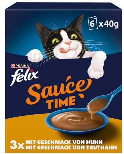 FELIX Sauce Time mit Huhn, Truthahn, 24er Pack (4 x 6 x 40g) | mit Huhn, Truthahn und kulinarische Extras