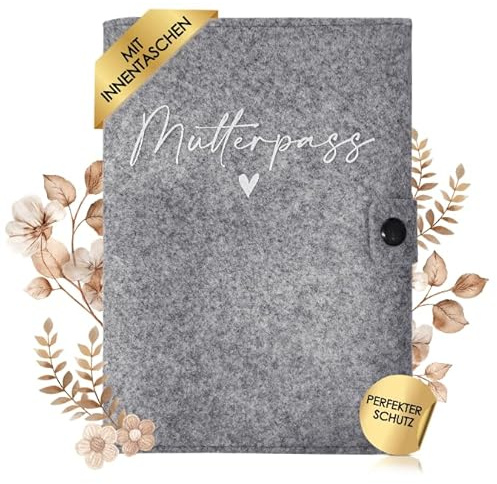 cozy racoon Funda para pasaporte de maternidad en forma de corazón, fabricada en Alemania, con bolsillos interiores para tarjeta de seguro e imágenes ultrasónicas, regalo personal para embarazadas